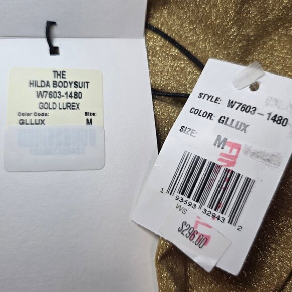 NWT GOLDSIGN Hilda Bodysuit in Gold Lurex M - Picture 12 of 15